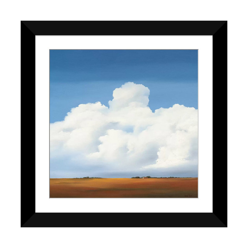«Clouds II», reproduction sur toile, H 16 po x l 16 po x P 1 po, Papier avec cadre noir, Blanc