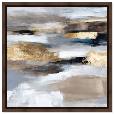 Tawny Tides II, reproduction sur toile encadrée, grande œuvre abstraite d'Art Remedy, cadre en noyer, 30 x 30 cm