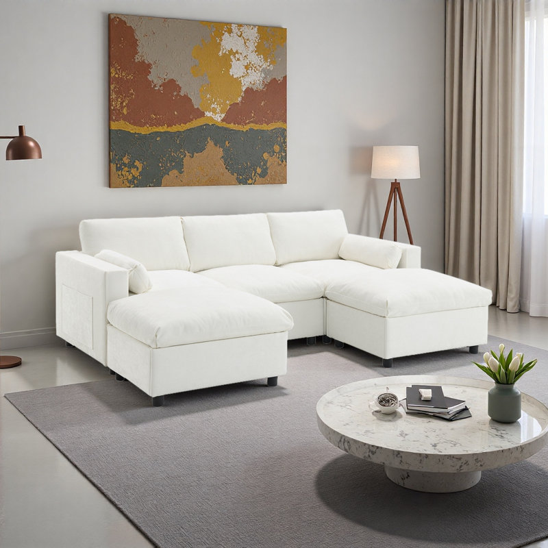 Canapé modulaire Chenille, Chenille blanche
