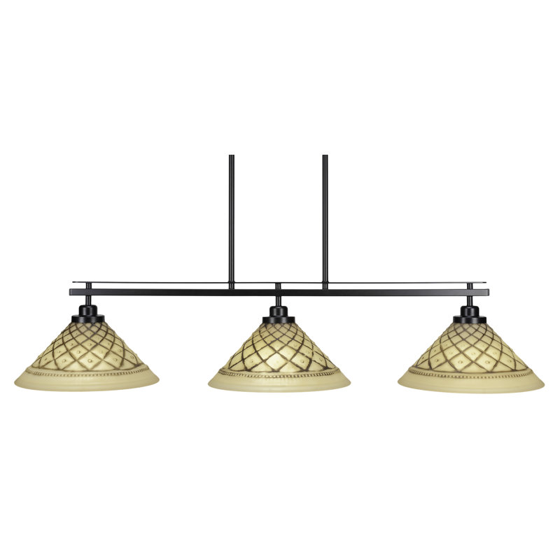 Luminaire pour îlot de cuisine 3 lumières Odyssey, Blanc, Noir mat, H 9 po x l 44,5 po x P 12 po