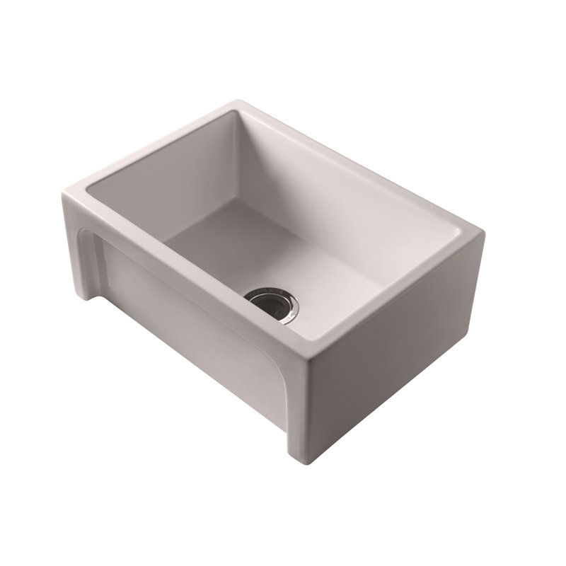 Carmon 23.62 " L Single Bowl Fireclay Kitchen Sink, Bisque
