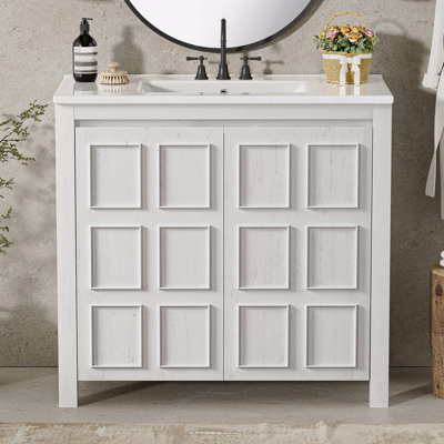 Rangement pour meuble-lavabo 36 po avec lavabo en céramique
