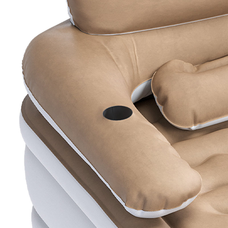 Ivy Bronx 18" Air Mattress With Headboard, Brown, Queen