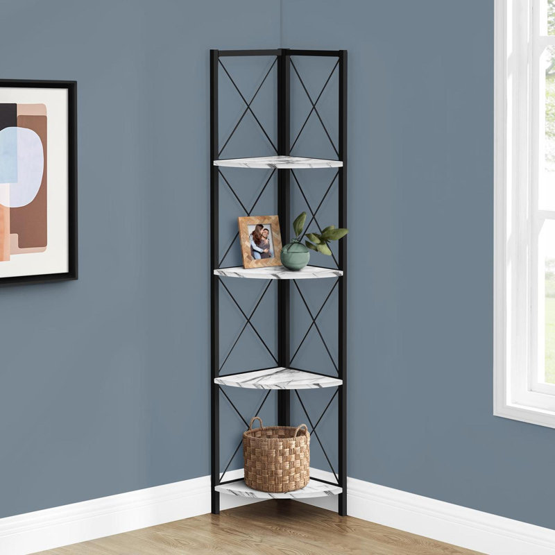 4-shelf metal bookcase, White