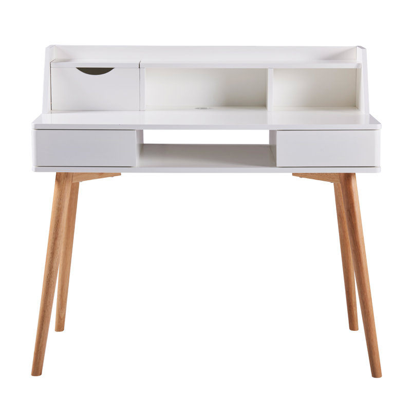 Bureau d'écriture Parmley, Blanc / blanc / naturel