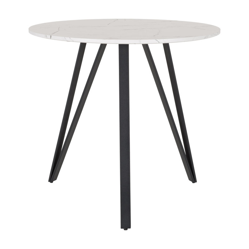 31.5'' Round Metal Base Dining Table, White Marble