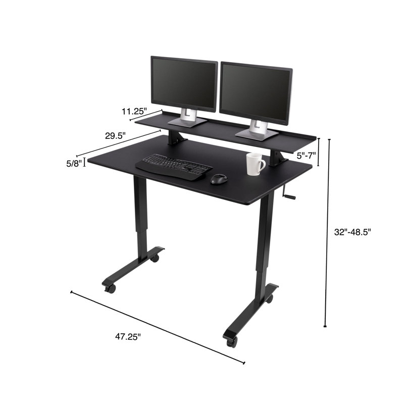 LaCure Adjustable Metal Base Standing Desk, 32" H x 47.25" W x 29.5" D