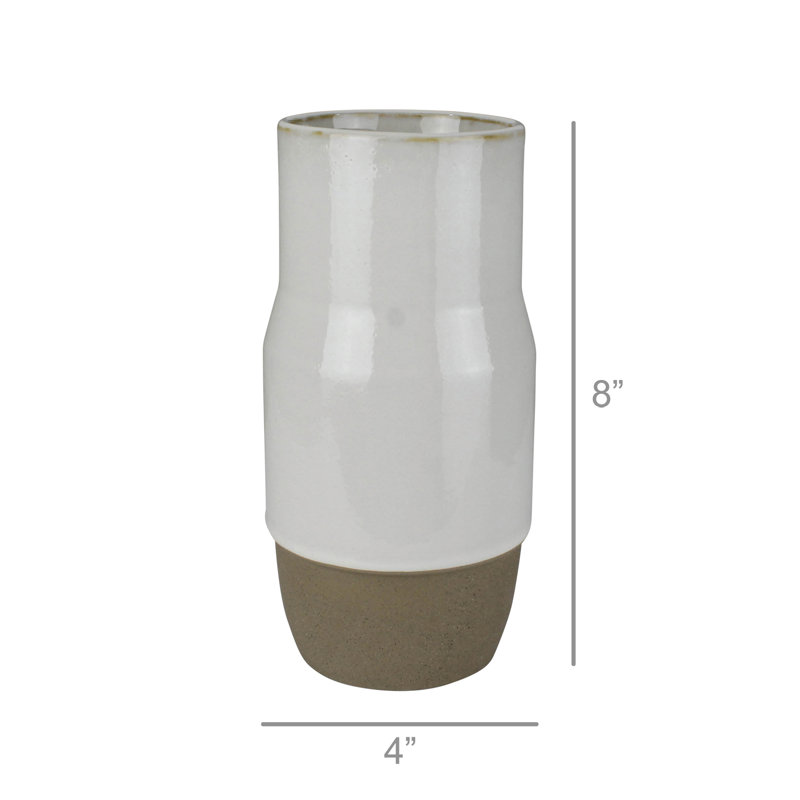 Vase de table en céramique Kedans, Blanc / Naturel
