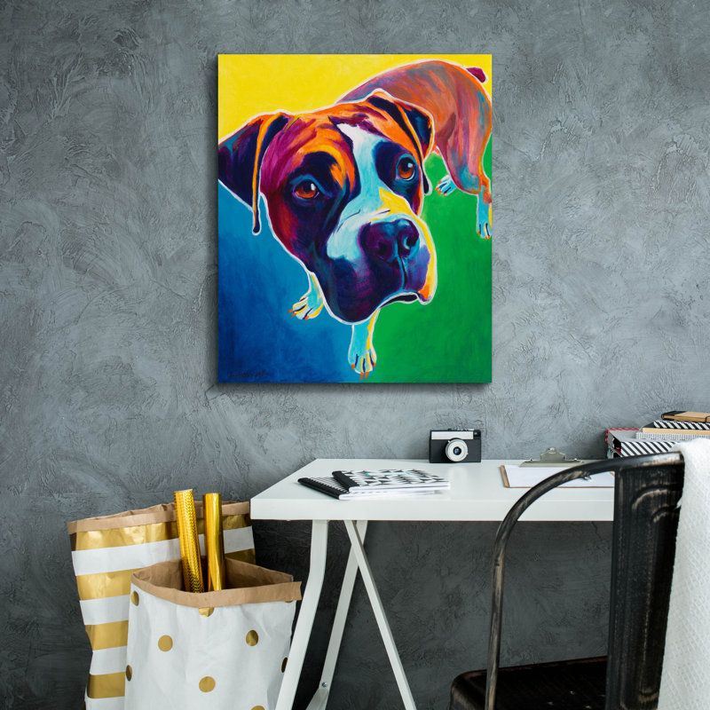 «Boxer - Johnny» par Dawg Painter, H 24 po x l 20 po x P 0,75 po