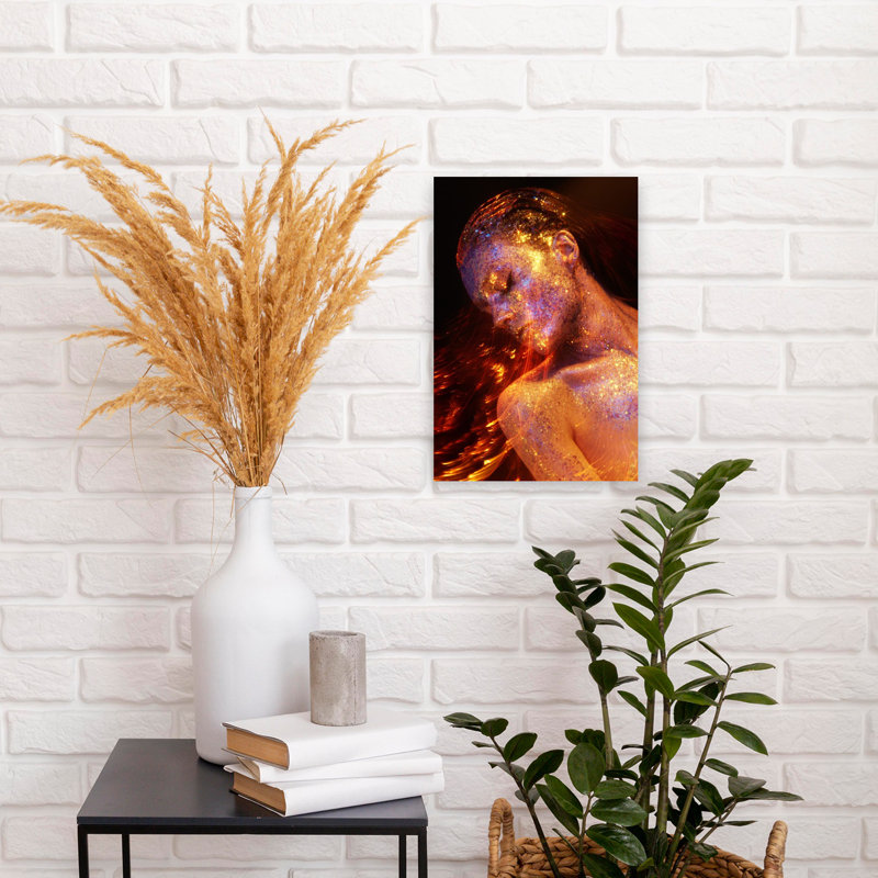 Art mural contemporain abstrait soleil, H 18 po x l 12 po
