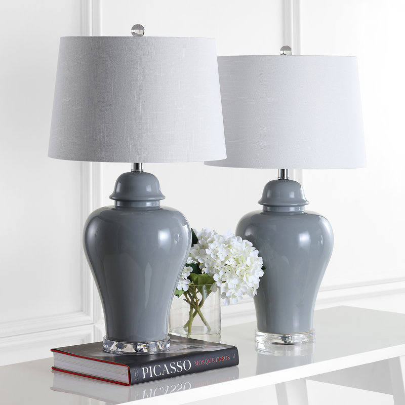 Cacho 27" Table Lamp Set, Grey