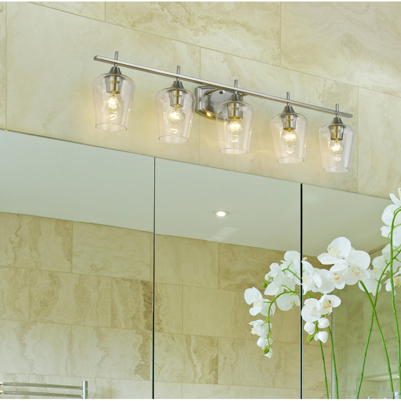 Éclairage de salle de bain à intensité variable 5 lumières Dahlya, Nickel brossé