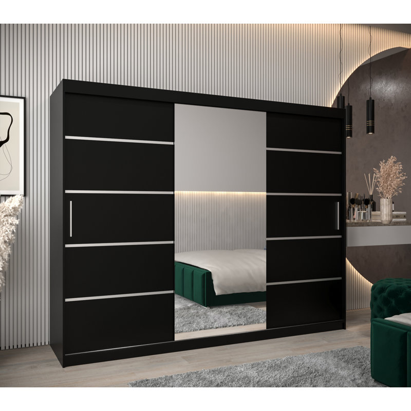 Livnat 3 Door Wardrobe, Black Matt