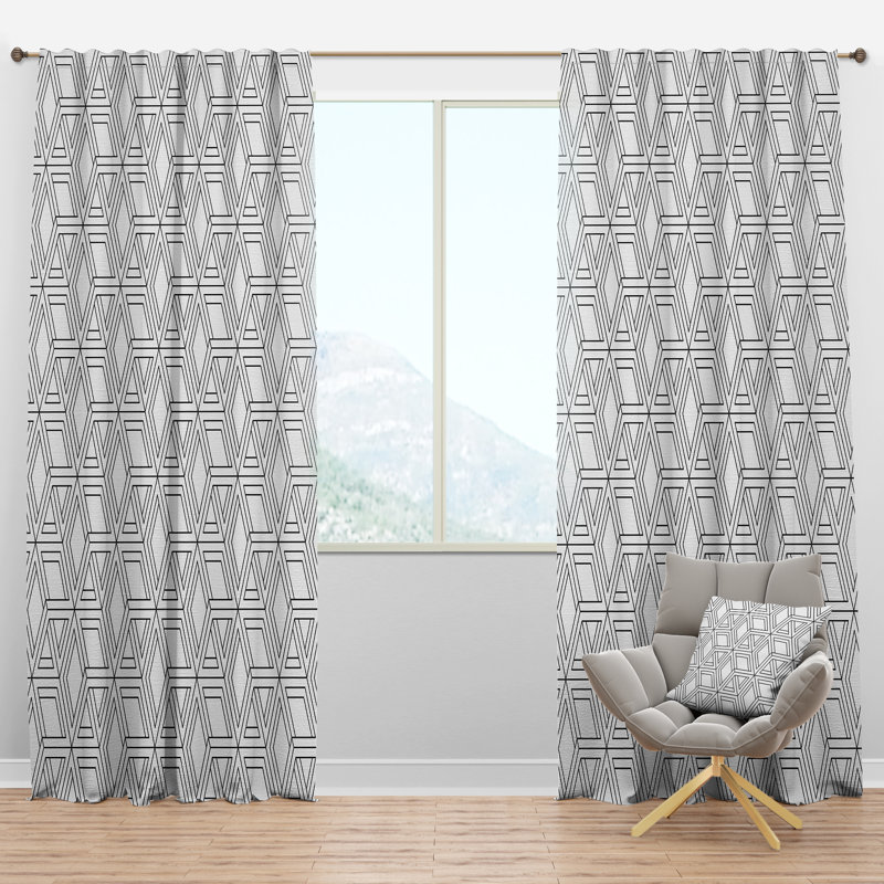Panneau de rideau simple semi-diaphane avec passe-tringle scandinave In Op Art Design, l 52 po x L 120 po