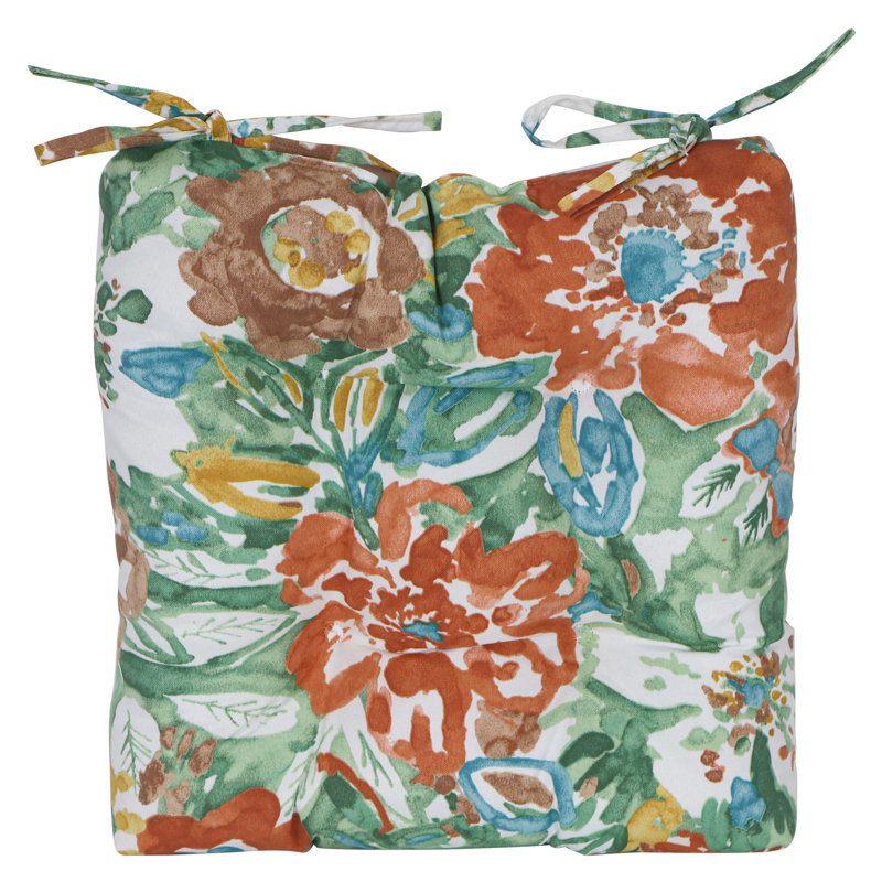 Coussins de chaise carrés de 16 pouces (ensemble de 4), Blanc / brume soleil rivière florale