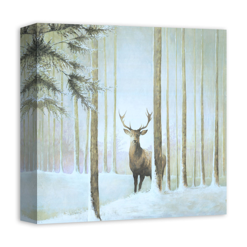 Buck in Woods - Impression sur toile tendue, H 12 po x l 12 po x P 1,25 po
