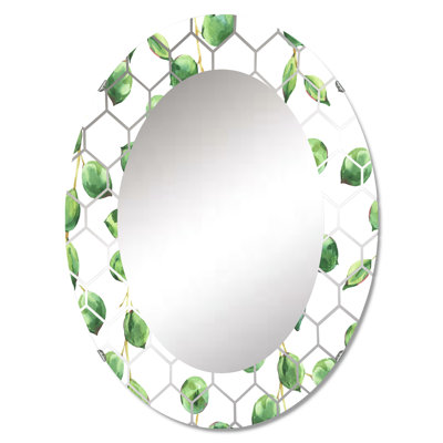 Feuilles vertes tropicales Patern - miroir mural tropical