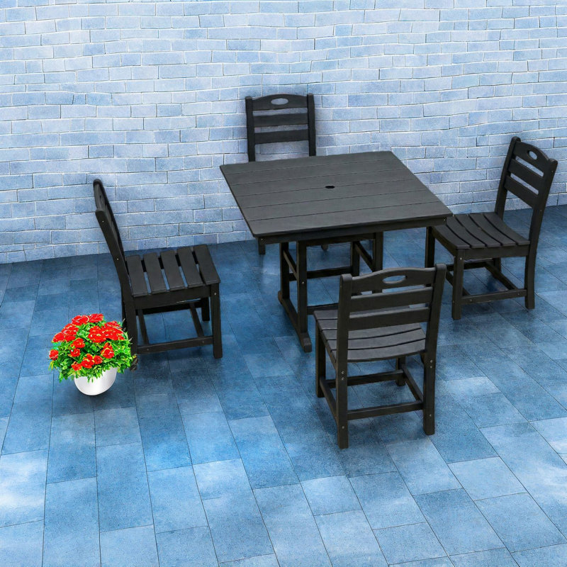 Space Saving Patio Dining Sets, Hdpe 5 Piece Modern Set For Patio