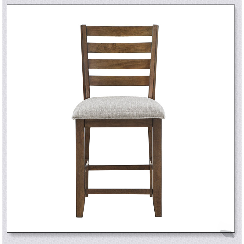 Ensemble de 2 chaises à hauteur de comptoir avec finition cerisier traditionnelle, revêtement beige pour un repas élégant