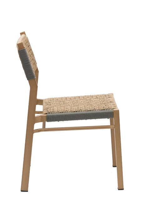 Chaise d'extérieur en aluminium avec assise et dossier en térylène beige et gris