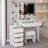 41" Large Size Left Bedside Cabinet Vanity Table+Cushioned Stool, Extra Large Touch Control LED Mirror, 3-Colour Switch, Multi Layer High Capacity Storage Fashionable Dresser, Suitable For Large Space-1574485602