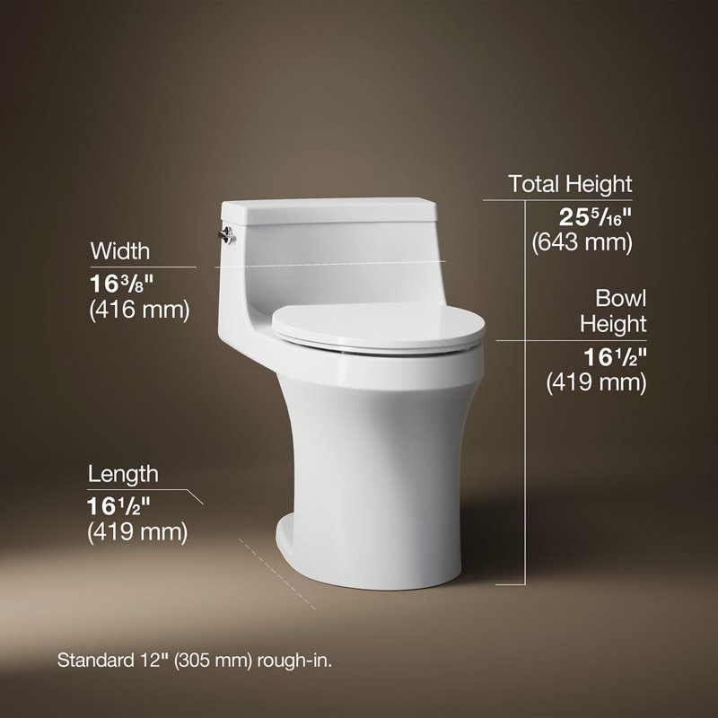 San Souci™ 1.28 GPF Water Efficient Round One-Piece toilet (Seat Not Included)