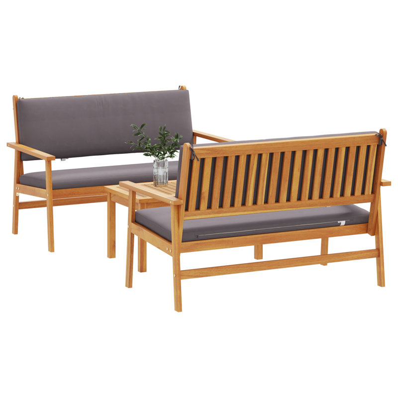 Ensemble de canapé de jardin vidaXL 3 pièces brun 47,24 x 25,79 x 31,10 po, Anthracite