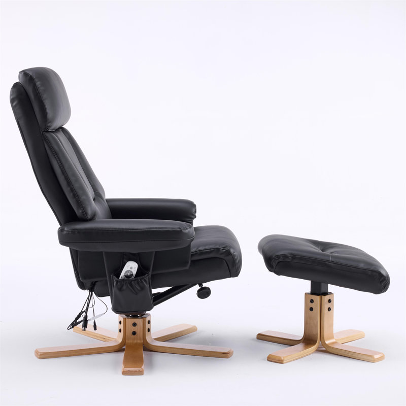 Fauteuil d'appoint pivotant à 360 ° en cuir noir