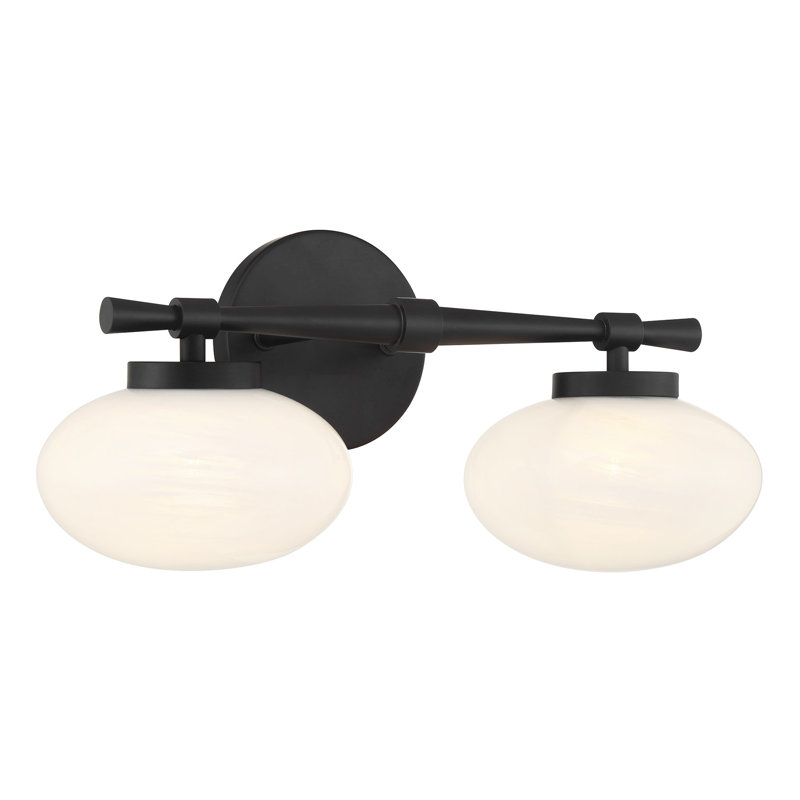 Barrow Bathroom Vanity Light, Matte Black, 2 Lights, 8" H x 17" W x 6.63" D