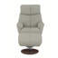 Fauteuil d'appoint Heisel avec pivot et repose-pieds, cuir fleur gris et base brune