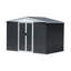 Remise de rangement d'extérieur 8 pi x 6 pi gris foncé avec toit en apex, cadre en alliage d'aluminium et porte coulissante - Drain de toit Apex, espace spacieux 8 pi x 6 pi, cadre ventilé, acier galvanisé / cadre en alliage d'aluminium, entretien facile, conception élégante - Rangement extérieur pour le jardin-122063204-122063202