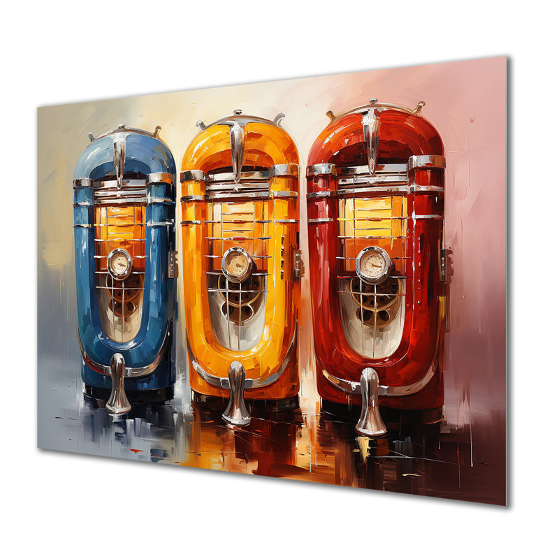 Coloful Modern Jukebox Jams 1 - Jukeboxes, art mural en métal MT134933, H 12 po x l 20 po x P 1 po