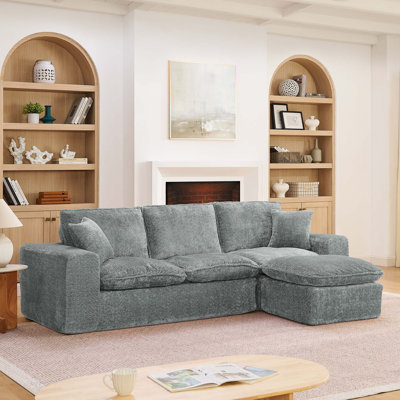 Canapé modulaire moderne de 107 po avec méridienne réversible Boucle