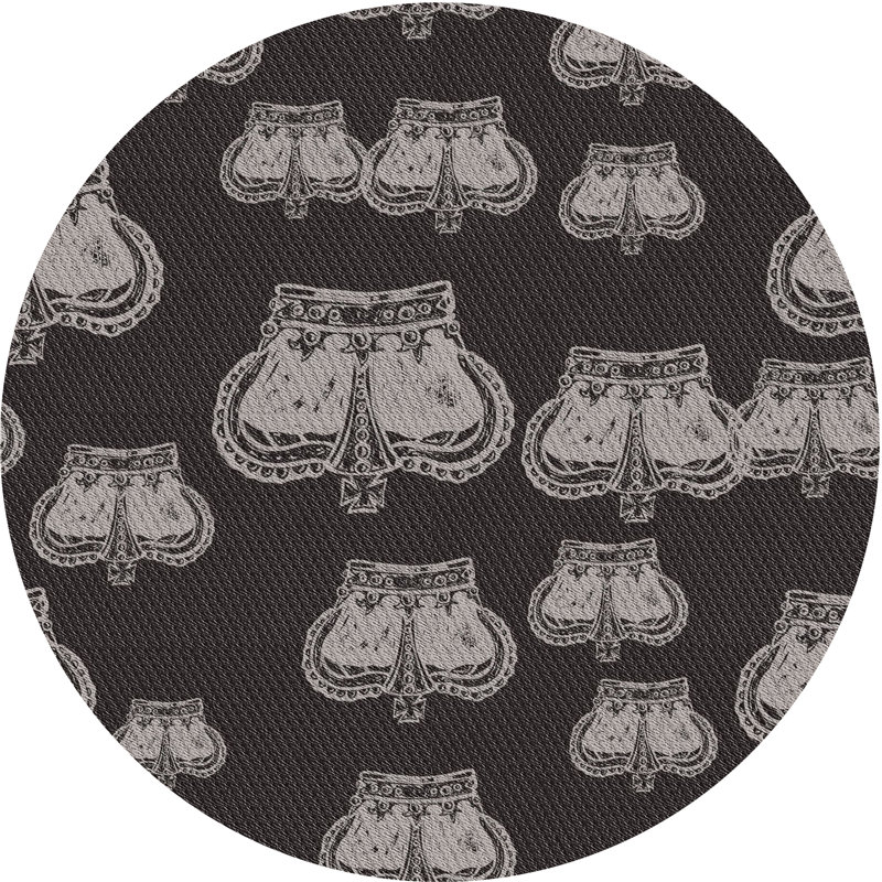 Noir Ishani/Tapis décoratif gris, Rond 8 pi