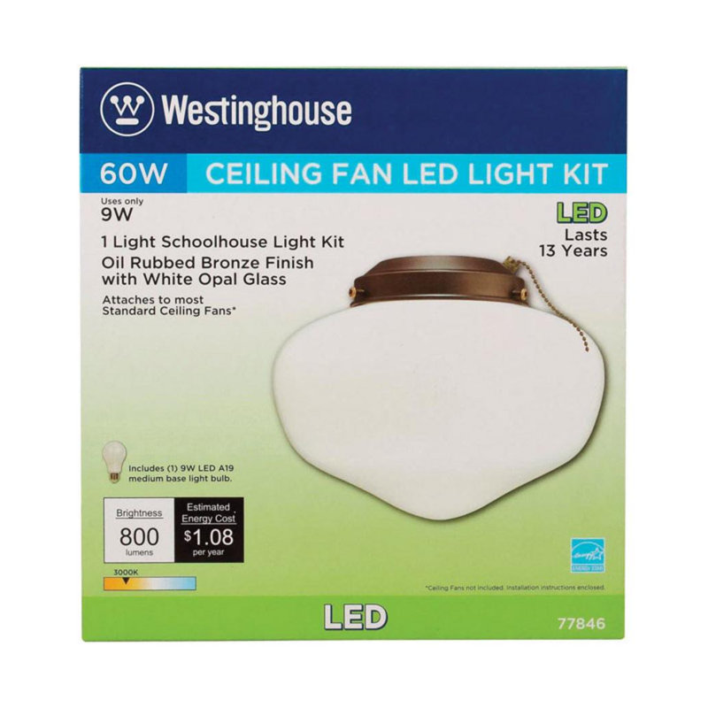 8.25'' 1 - Light Schoohouse Ceiling Fan Light Kit, Oil Rubbed Bronze
