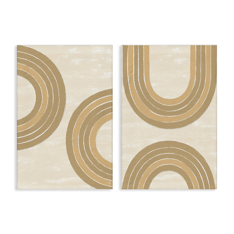 «Neutral Beige Rainbows», ensemble de 2 toiles d'art par Martina Pavlova, H 72 po x l 48 po
