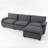 113" Modern L-Shaped Corduroy Fabric Sofa
