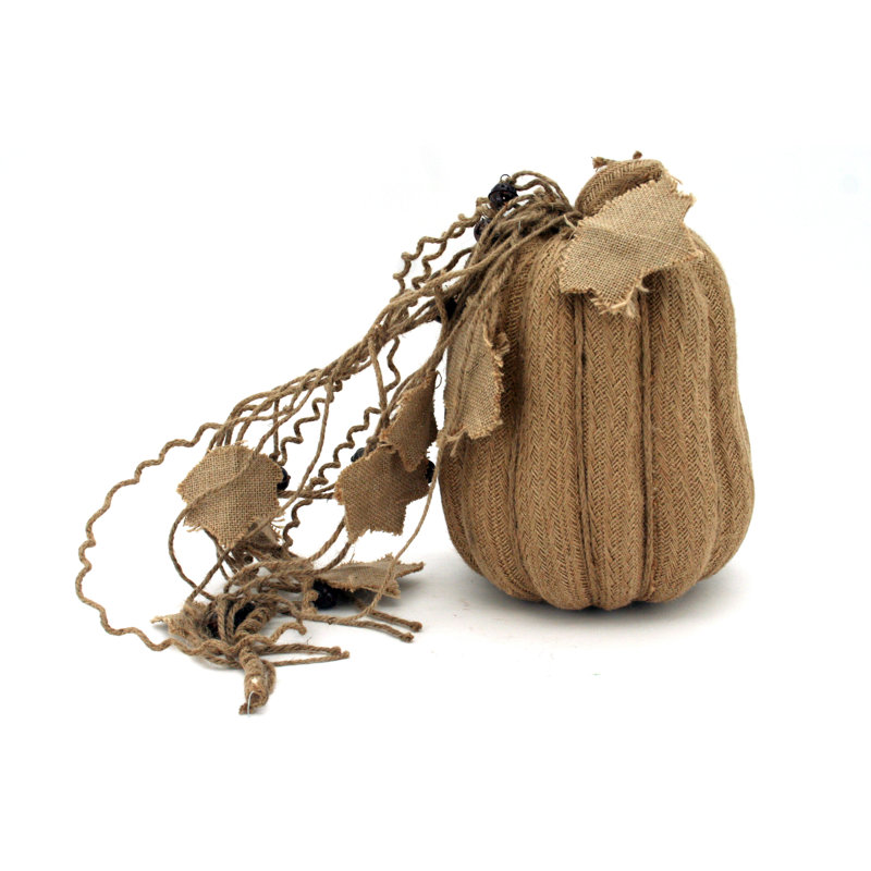 Citrouille en toile de jute, H 15 po x l 11 po x P 11 po