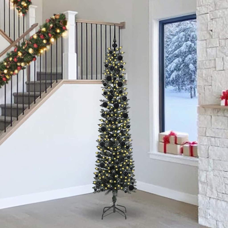 Artificial Christmas Tree with 300 LEDs Green, 7.87' H, Black