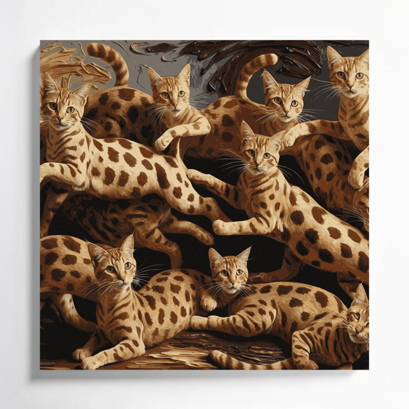 Cats Ocicat, art mural sur toile noire, H 12 po x l 12 po