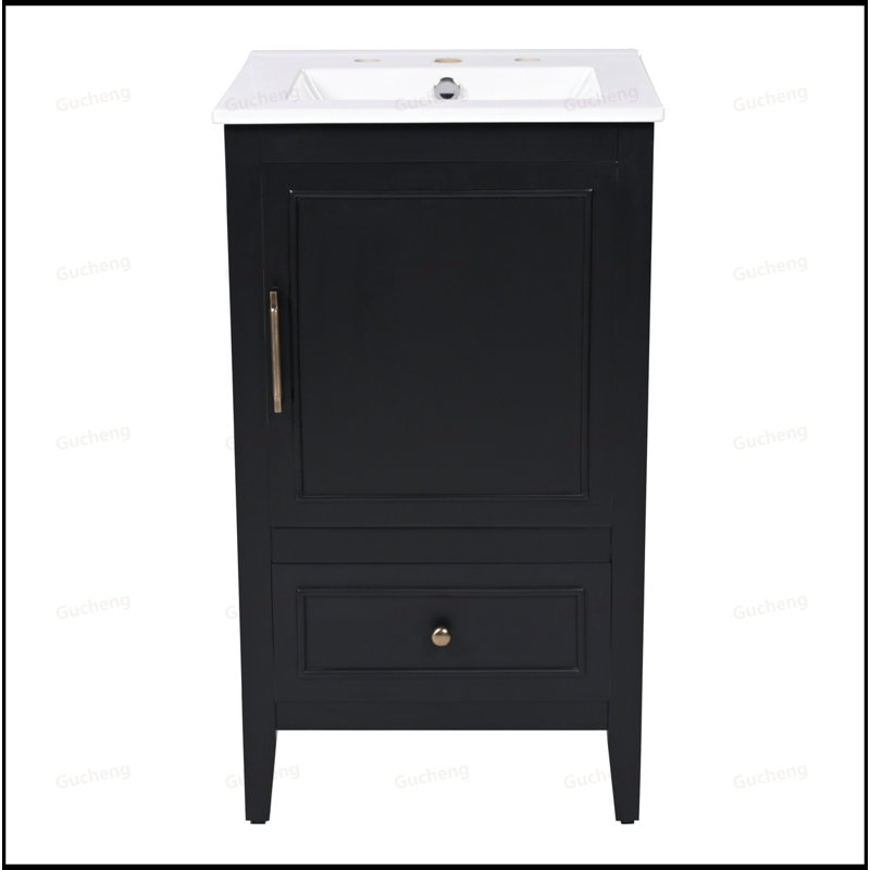 Meuble-lavabo de 20 po avec porte droite, Noir