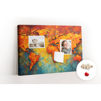 Wall Mounted cork board with print home decor message pin boards decorative bulletin board ideas Decorative map pattern