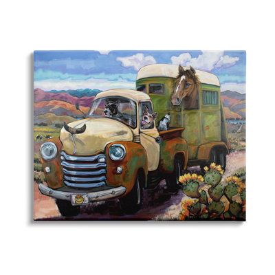" Dogs Driving Vintage Rustic Truck With Horse Trolley " by CR Townsend