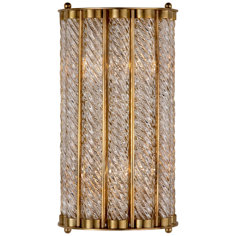 Eaton Glass 2 - Light Flush Mounted Sconce, Antique Brass