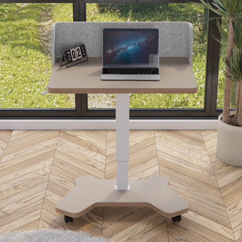 31‘’ Pneumatic Standing Table With Desk Divider, Khaki