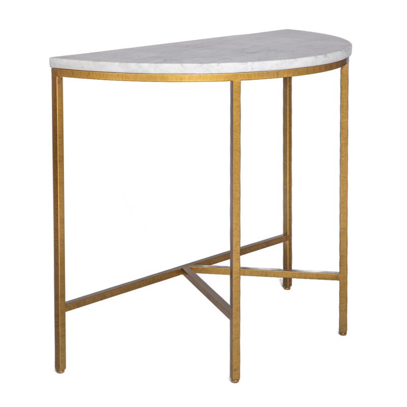 Vermont Demilune 38" Console Table, Carrera Marble