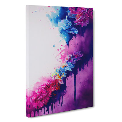 Flowers Dripping Paint No.4 Abstract - Wrapped Canvas