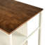 Îlot de cuisine en bois massif 45 po x 27 po - Noyer et blanc crème 2 tablettes ouvertes pour petits appartements rustiques avec plateau de table