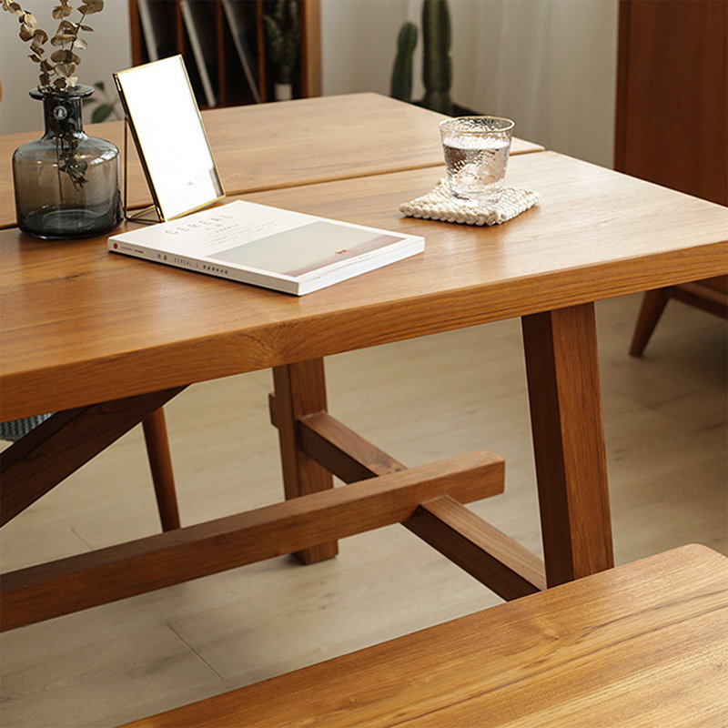 Burlywood Rectangular Solid Wood Dining Table, 29.53" H x 94.49"L x 39.37"W