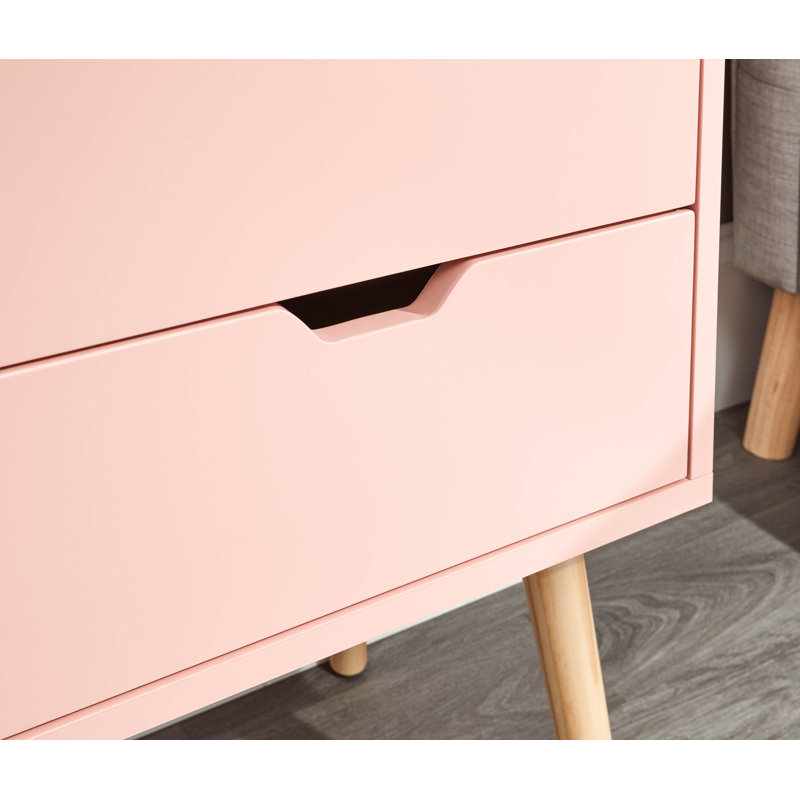 Lalani 40cm W Bedside Table, Coral Pink